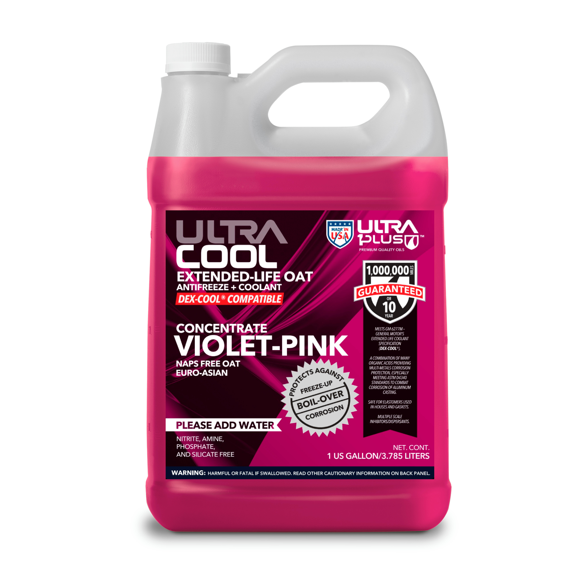Ultra1Plus UltraCool OAT Antifreeze + Coolant Concentrate, 1 Gal., Pink, Model# UL932